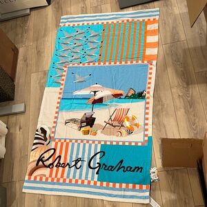 Robert Graham Vibrant Beach Towel - Blue, Orange, and Cream